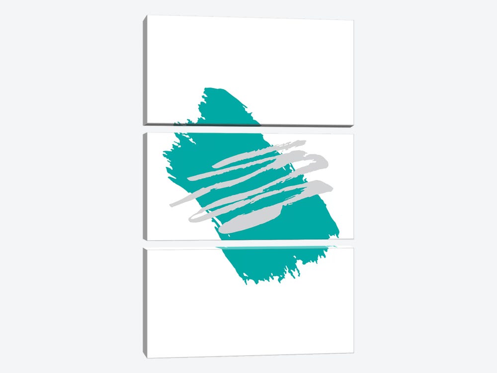 Jaggered Paint Brush Teal by Pixy Paper 3-piece Canvas Art
