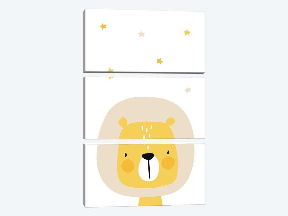 Lion With Stars by Pixy Paper 3-piece Canvas Artwork