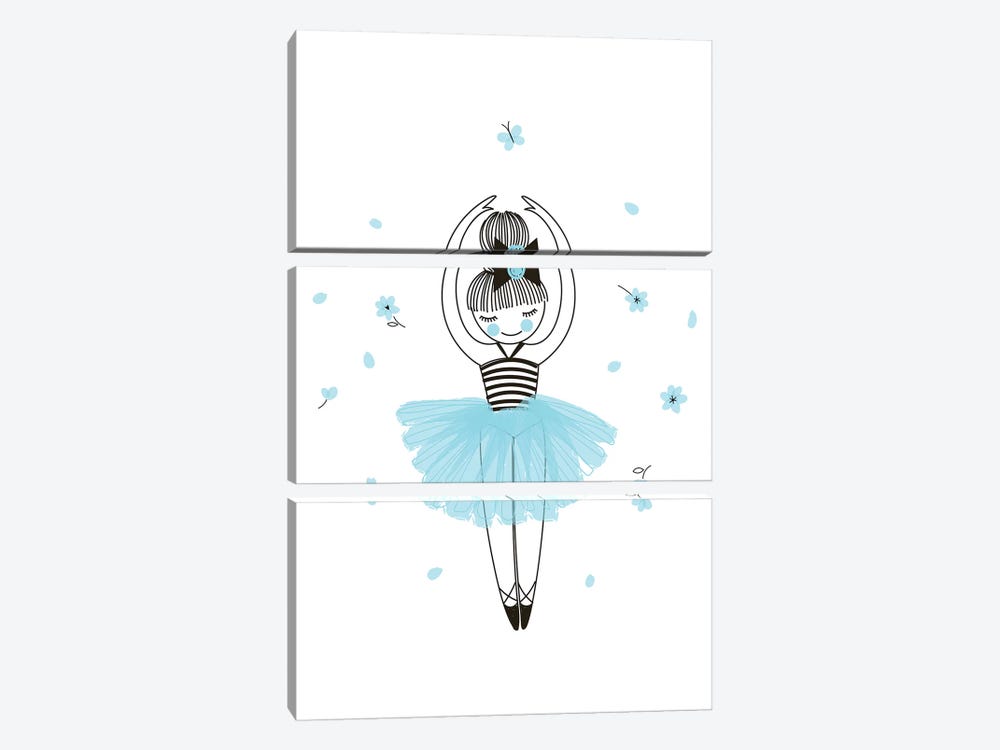 Little Ballerina Blue by Pixy Paper 3-piece Art Print