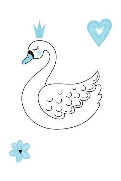 Black & White & Blue: Little Ballerina Swan Blue by Pixy Paper