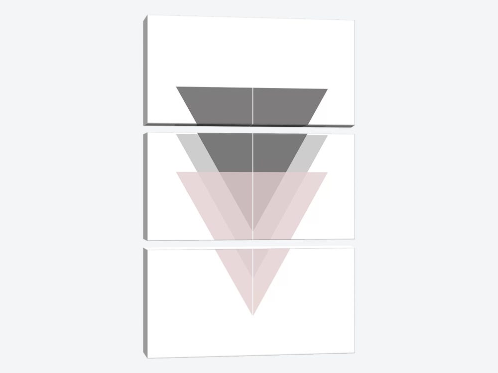 3 Simple Black Grey And Pick Triangles by Pixy Paper 3-piece Canvas Artwork