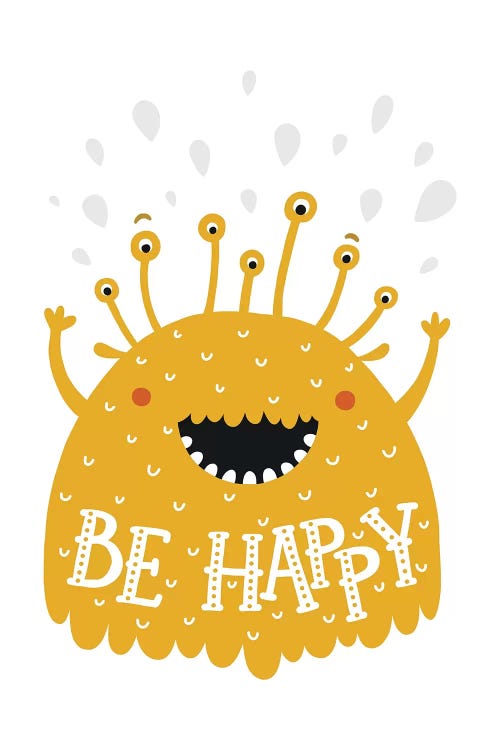 Little Monsters Be Happy by Pixy Paper wall art