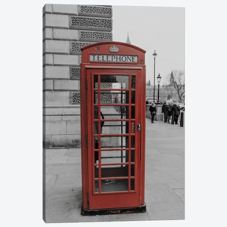 London Red Phone Box Canvas Print #PXY319} by Pixy Paper Canvas Art