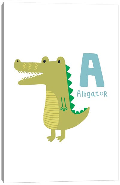 Animal Alphabet - A Canvas Art Print - Crocodile & Alligator Art