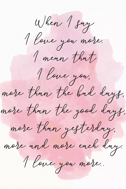 Love You More Pink by Pixy Paper wall art