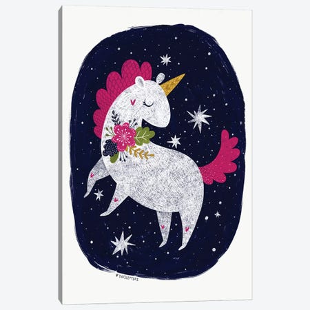 Magic Night Unicorn Canvas Print #PXY326} by Pixy Paper Canvas Wall Art