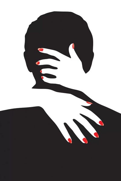 Black & White & Red: Man And Hands by Pixy Paper