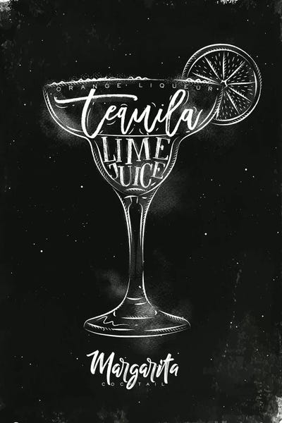 Margarita Cocktail Black Background by Pixy Paper canvas print