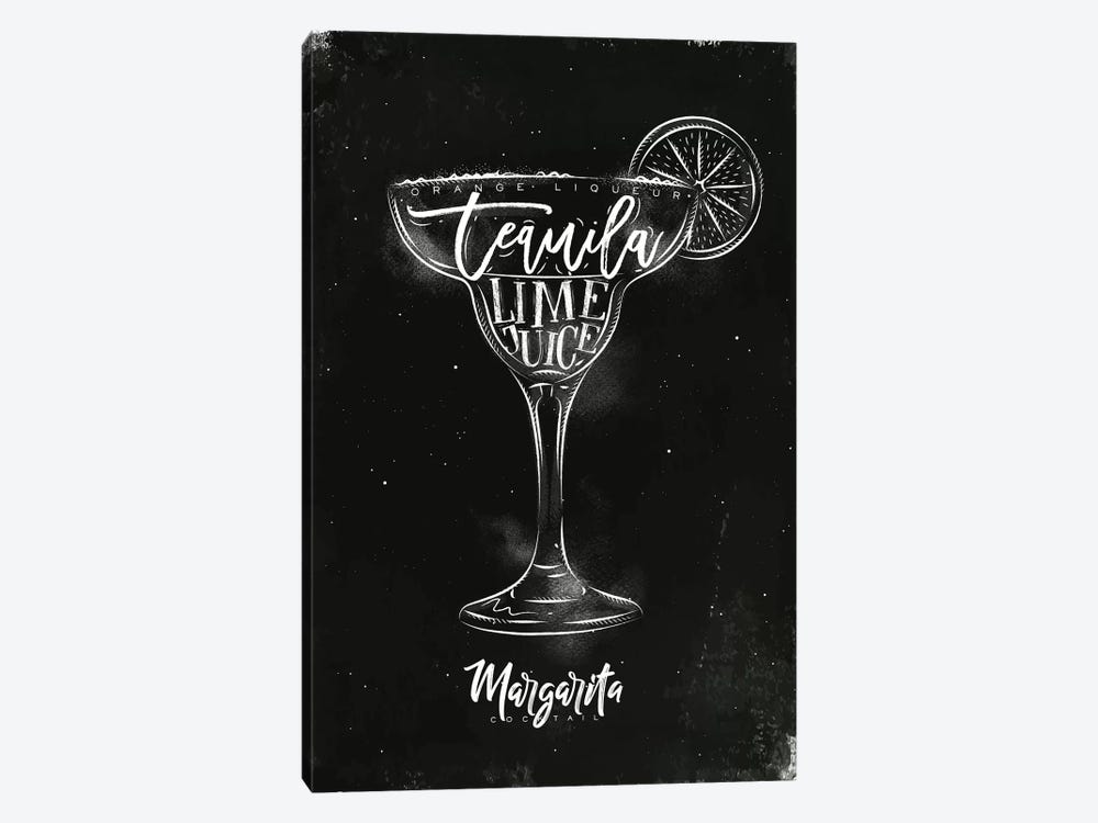 Margarita Cocktail Black Background by Pixy Paper 1-piece Canvas Print