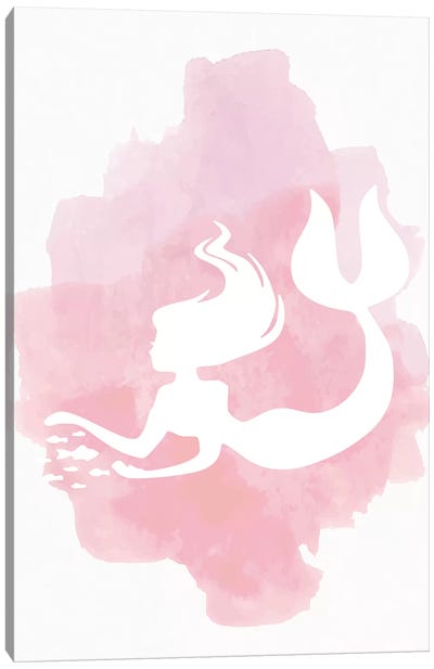 Mermaid Pink Watercolour Canvas Art Print - Mermaid Art