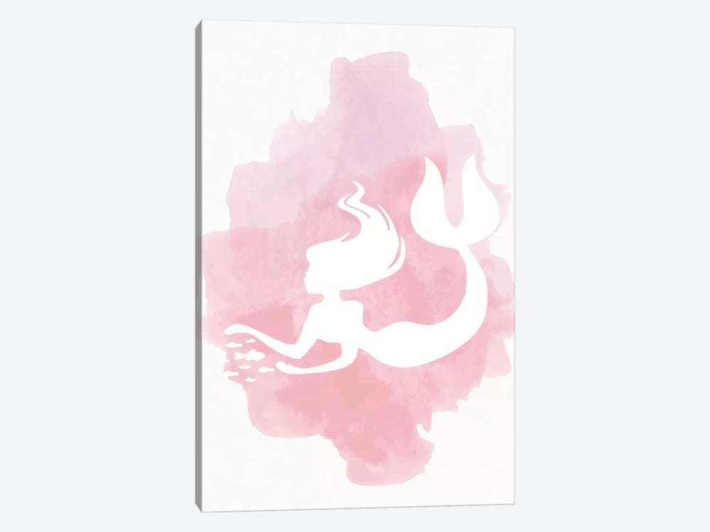 Mermaid Pink Watercolour by Pixy Paper 1-piece Canvas Print