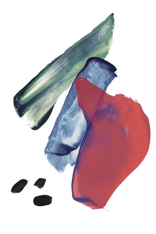 Mixed Watercolour Abstract Red Blue by Pixy Paper wall art