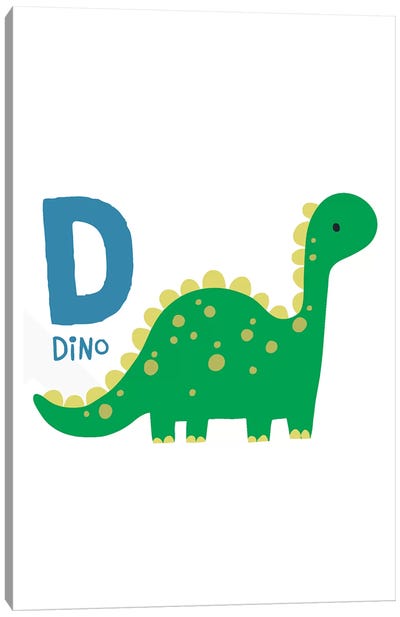 Animal Alphabet - D Canvas Art Print - Kids Dinosaur Art