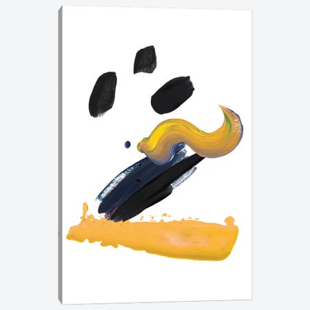 Mustard And Black Paint Strokes Canvas Print #PXY353} by Pixy Paper Canvas Artwork