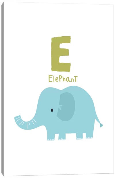 Animal Alphabet - E Canvas Art Print - Letter E
