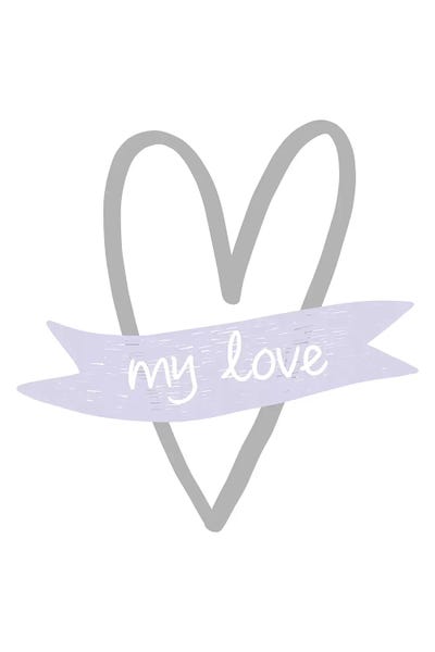 My Love Heart Purple by Pixy Paper canvas print