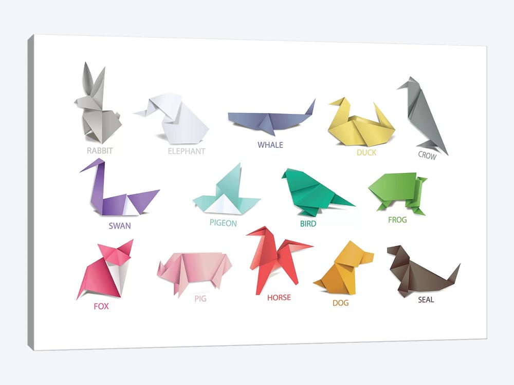 Origami Animals by Pixy Paper 1-piece Canvas Art Print