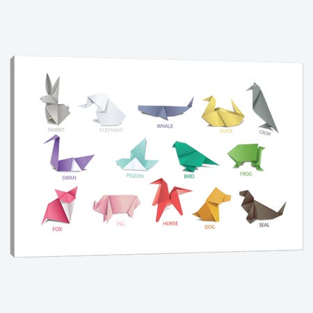 Origami Animals Canvas Print #PXY381} by Pixy Paper Art Print