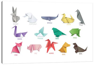 Origami Animals Canvas Art Print - Pixy Paper
