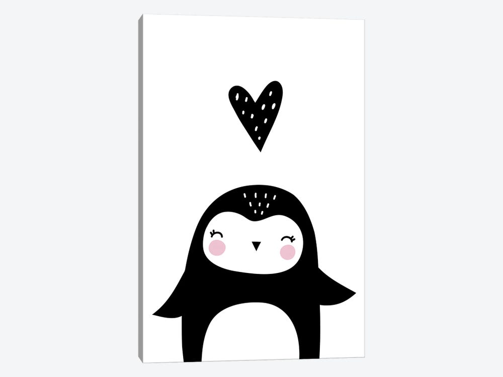 Penguin With Heart by Pixy Paper 1-piece Canvas Print