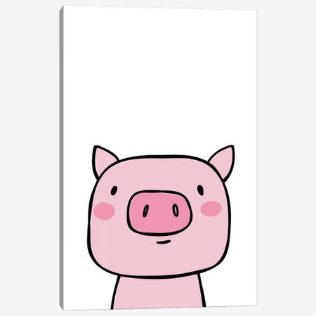 Pig Pink Canvas Print #PXY390} by Pixy Paper Canvas Wall Art