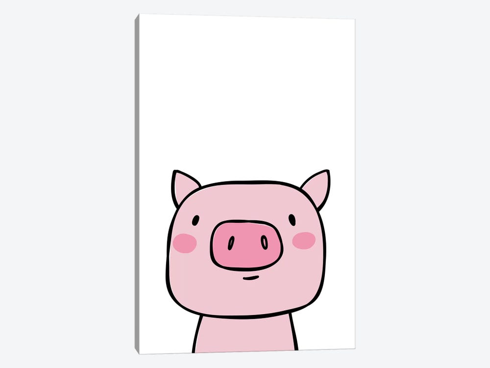 Pig Pink by Pixy Paper 1-piece Canvas Print