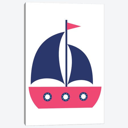Pink Boat Nordic Design Canvas Print #PXY395} by Pixy Paper Canvas Art Print