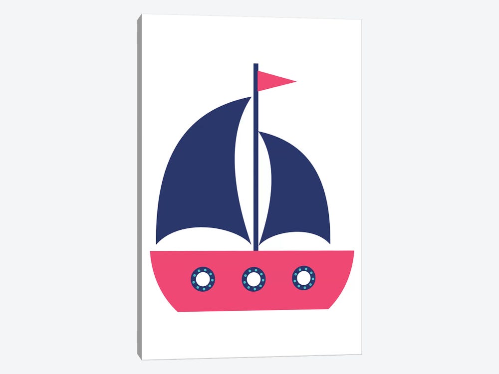 Pink Boat Nordic Design by Pixy Paper 1-piece Canvas Wall Art