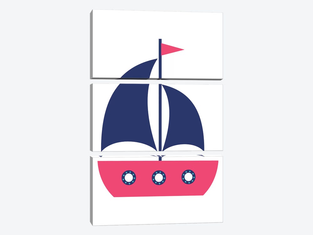 Pink Boat Nordic Design by Pixy Paper 3-piece Canvas Art