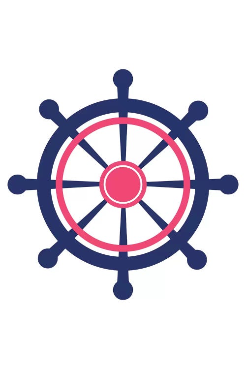 Pink Boat Wheel Nordic Design by Pixy Paper wall art