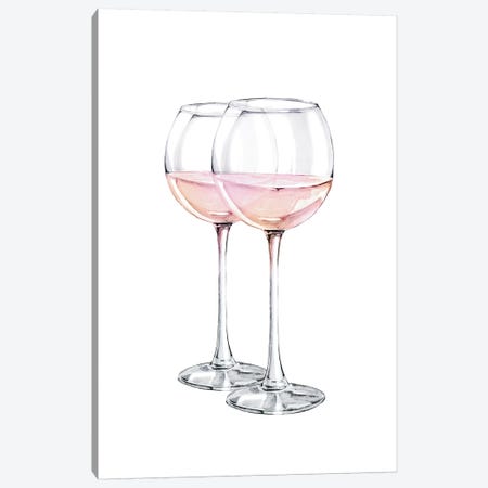 Pink Wine Glasses Canvas Print #PXY402} by Pixy Paper Canvas Art