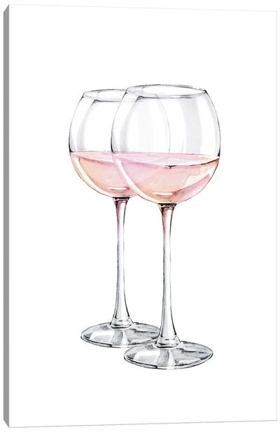 Pink Wine Glasses Canvas Art Print - Pixy Paper