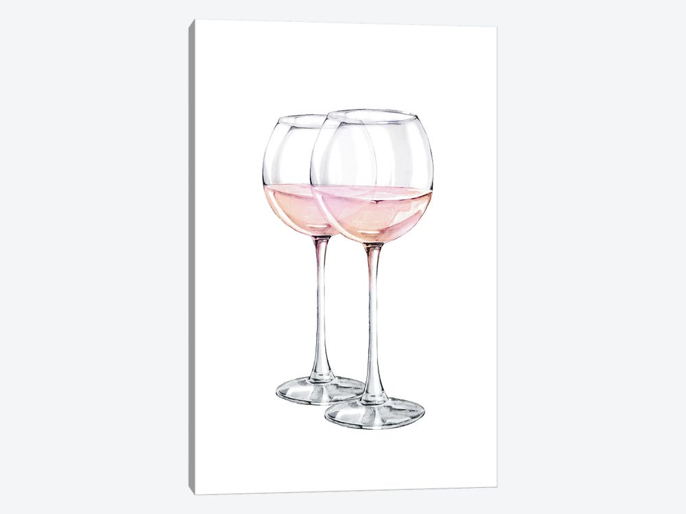 Pink Wine Glasses by Pixy Paper 1-piece Art Print