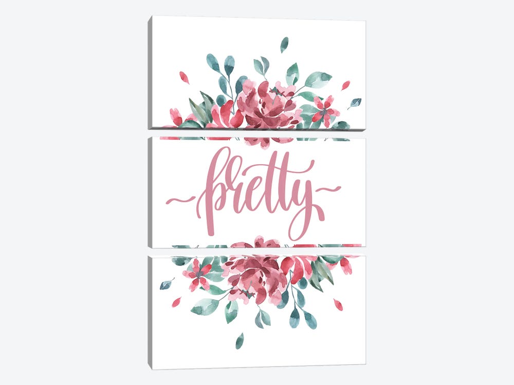 Pretty Pink Floral Collection by Pixy Paper 3-piece Canvas Wall Art