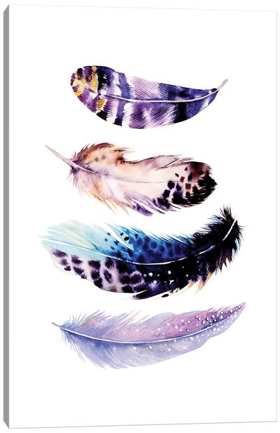 Purple Bird Feathers Canvas Art Print - Pixy Paper