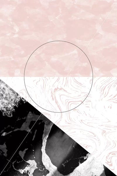 Rectangle Shapes Black And Pink Marble Abstract by Pixy Paper canvas print