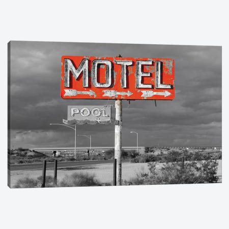 Red Motel Sign Canvas Print #PXY416} by Pixy Paper Canvas Wall Art