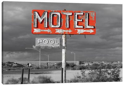 Red Motel Sign Canvas Art Print