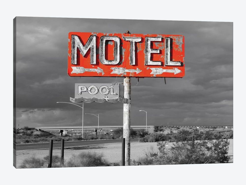 Red Motel Sign by Pixy Paper 1-piece Canvas Wall Art