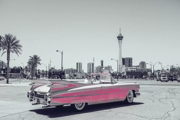 Pixy Paper: Retro Pink Car B&W by Pixy Paper