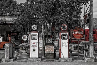 Retro Red Gas Pump by Pixy Paper canvas print