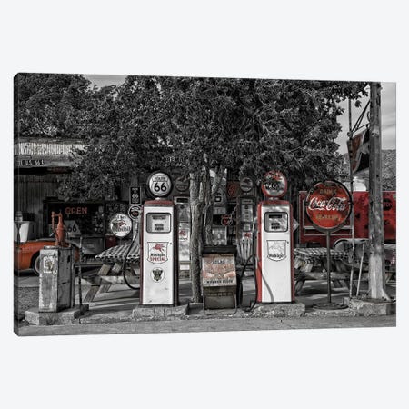 Retro Red Gas Pump Canvas Print #PXY422} by Pixy Paper Canvas Artwork