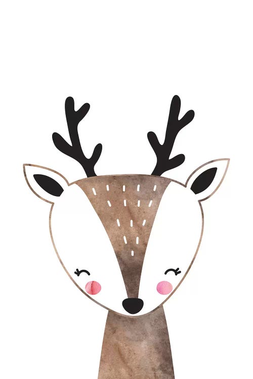 Scandi Brown Deer Watercolour by Pixy Paper wall art