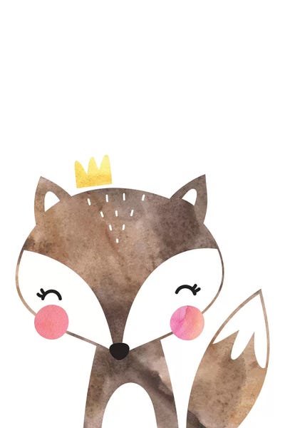 Scandi Brown Fox Watercolour by Pixy Paper canvas print