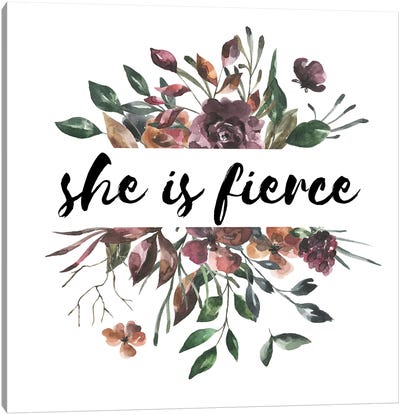 She Is Fierce Autumn Floral Collection Canvas Art Print - Pixy Paper