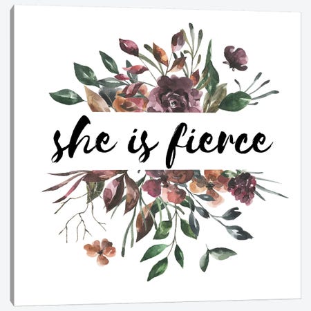 She Is Fierce Autumn Floral Collection Canvas Print #PXY441} by Pixy Paper Canvas Art