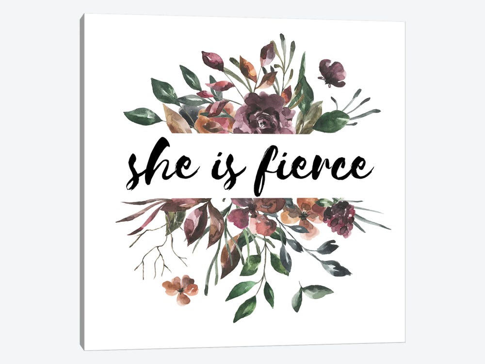 She Is Fierce Autumn Floral Collection by Pixy Paper 1-piece Canvas Art