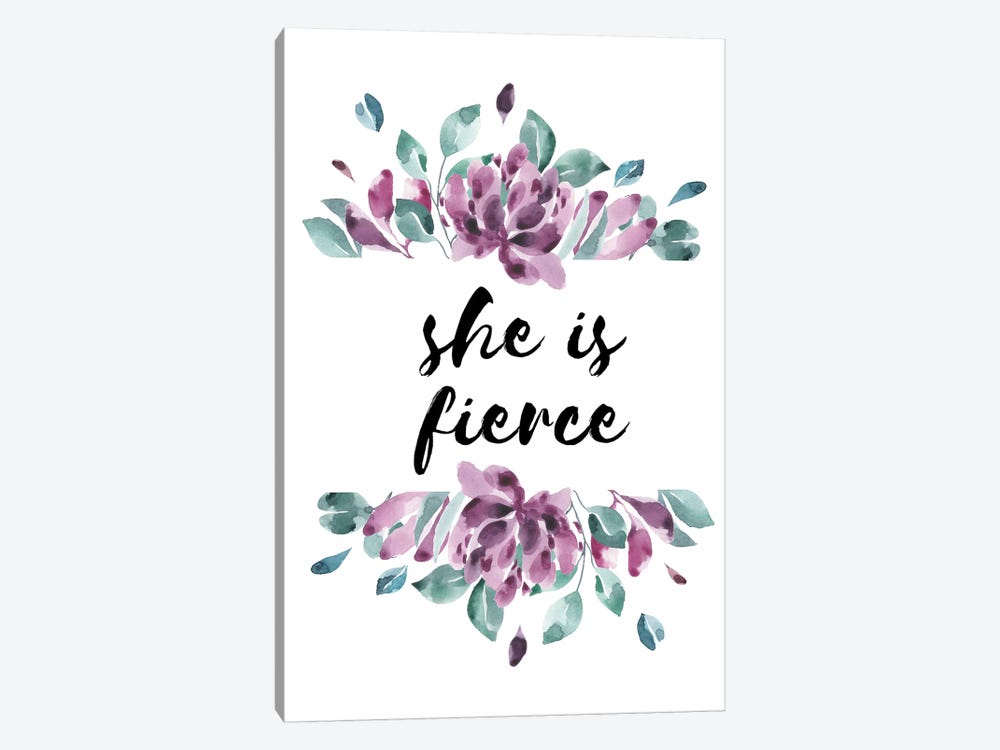 She Is Fierce Purple Floral Collection by Pixy Paper 1-piece Canvas Print