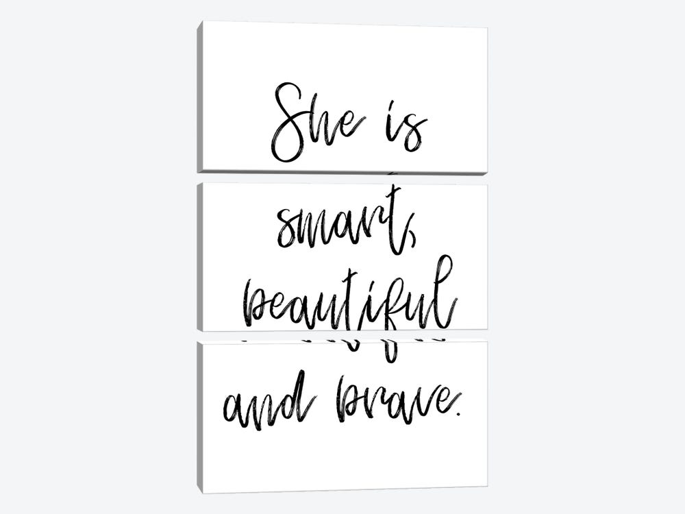 She Is Smart Beautiful And Brave by Pixy Paper 3-piece Canvas Wall Art