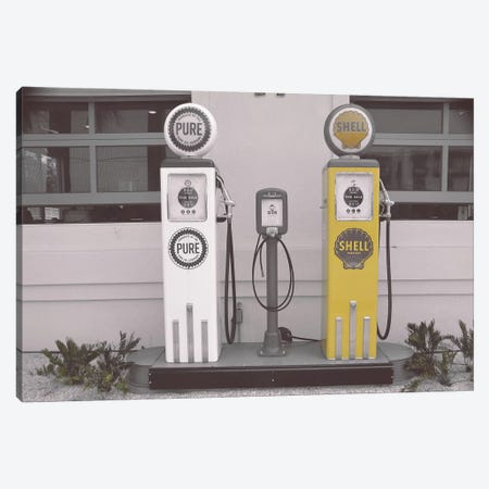 Shell Gass Pump Yellow Canvas Print #PXY444} by Pixy Paper Art Print